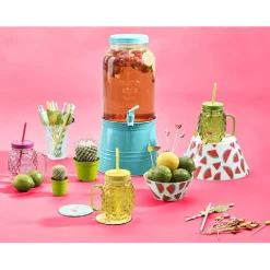 Bocal verre + paille couleur