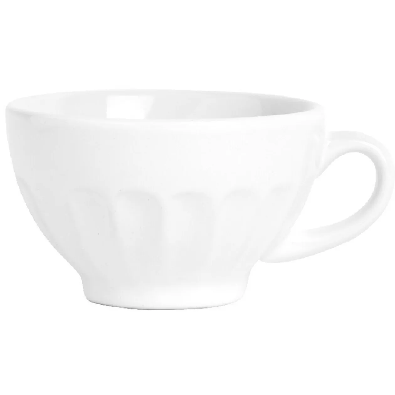 Bol à café avec anse blanc cotelé