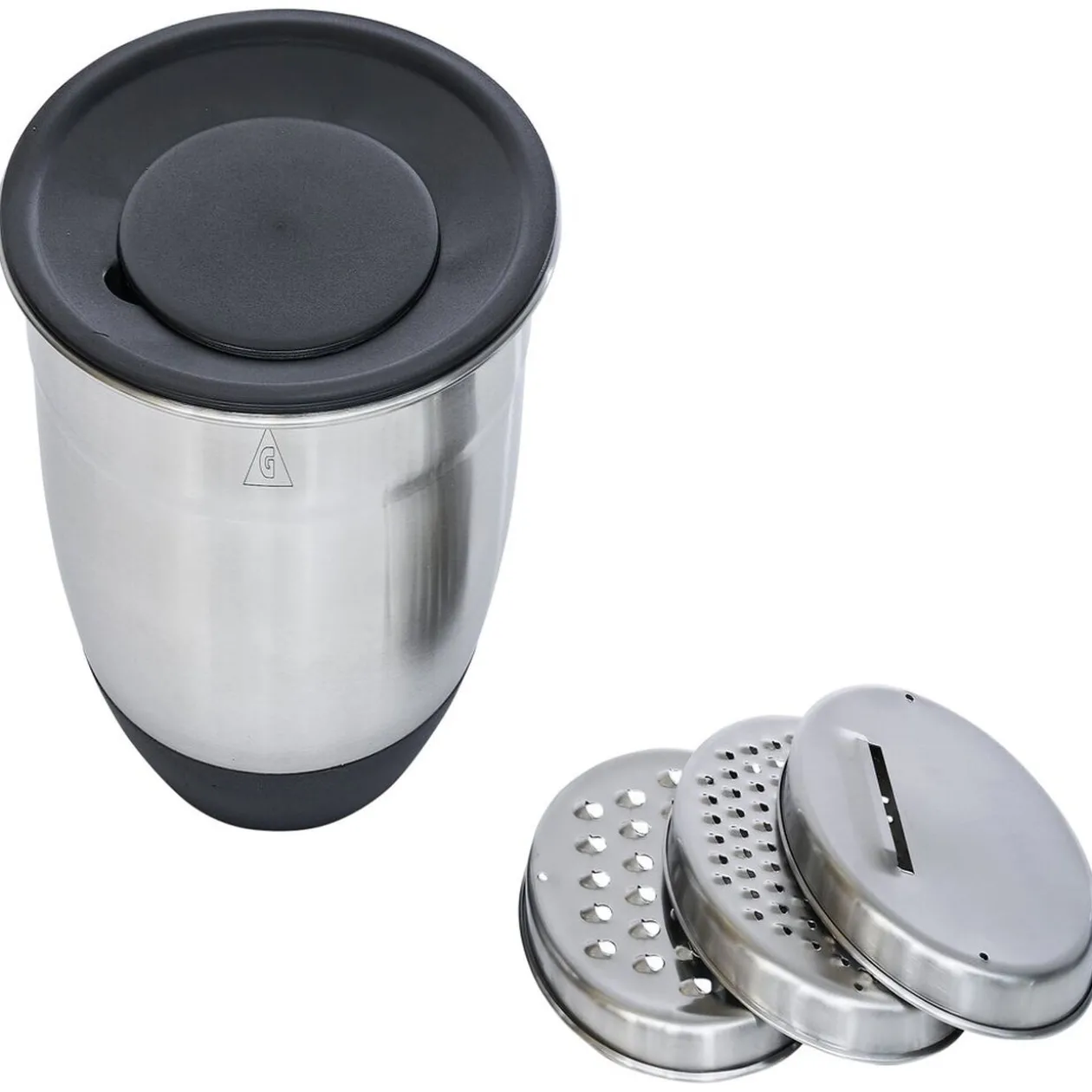 Bol à mixer inox avec base silicone et 3 râpes Ø22xH11,2cm