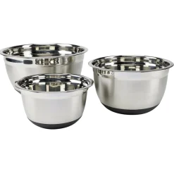 Bol à mixer inox avec couvercle et anse antidérapante silicone noir x3
