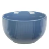 Bol en porcelaine bleu avec rainures verticales en relief