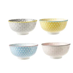 Bol japonais carreau de ciment muticolore x4