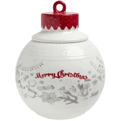 Bonbonnière en céramique décor Noël rouge blanc