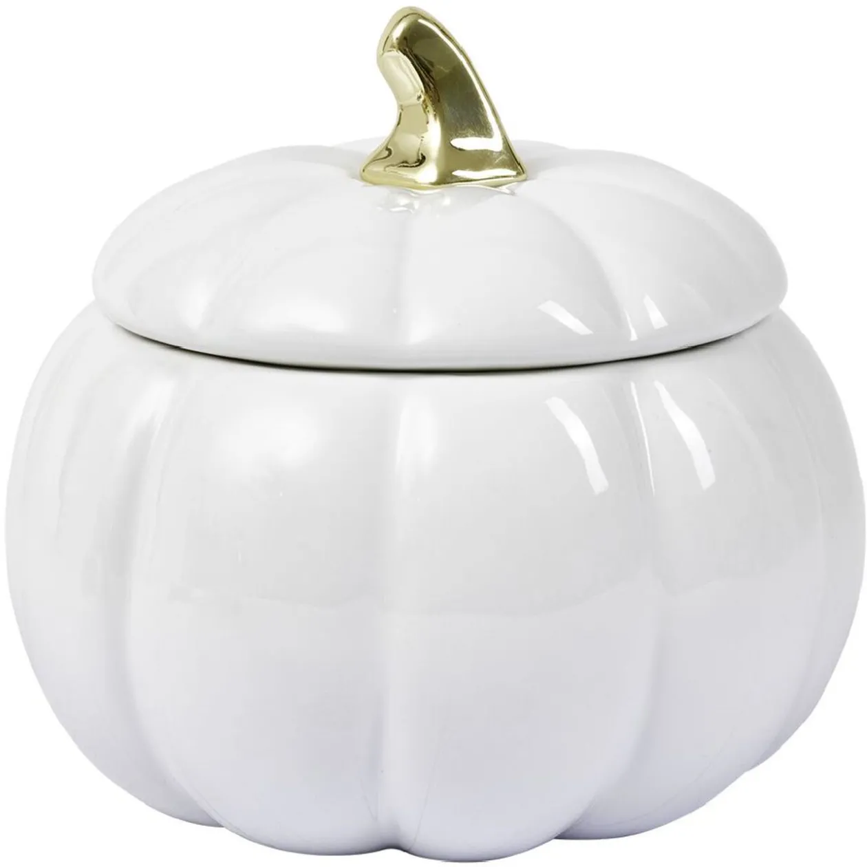 Bonbonnière Halloween forme citrouille porcelaine blanc Ø18 cm