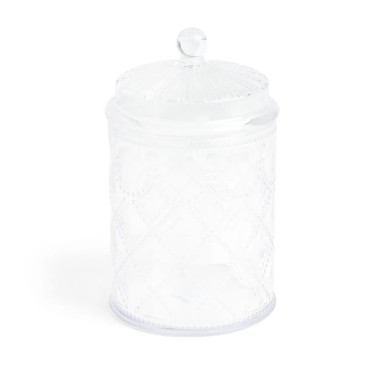 Bonbonnière plastique effet capitonné noir ou transparent Ø10xH20cm