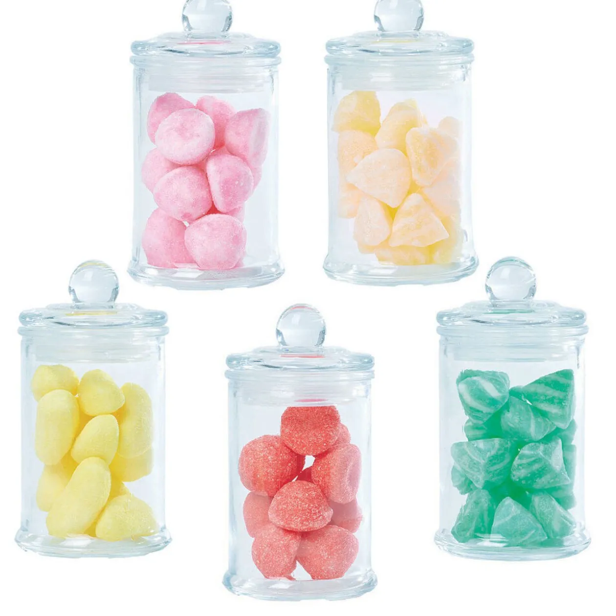 Bonbonnière transparente avec couvercle verre 15 cl x5