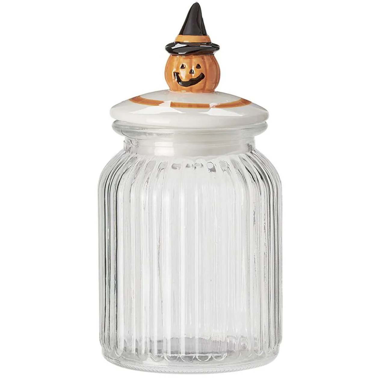 Bonbonnière transparente couvercle déco citrouille Halloween 1L