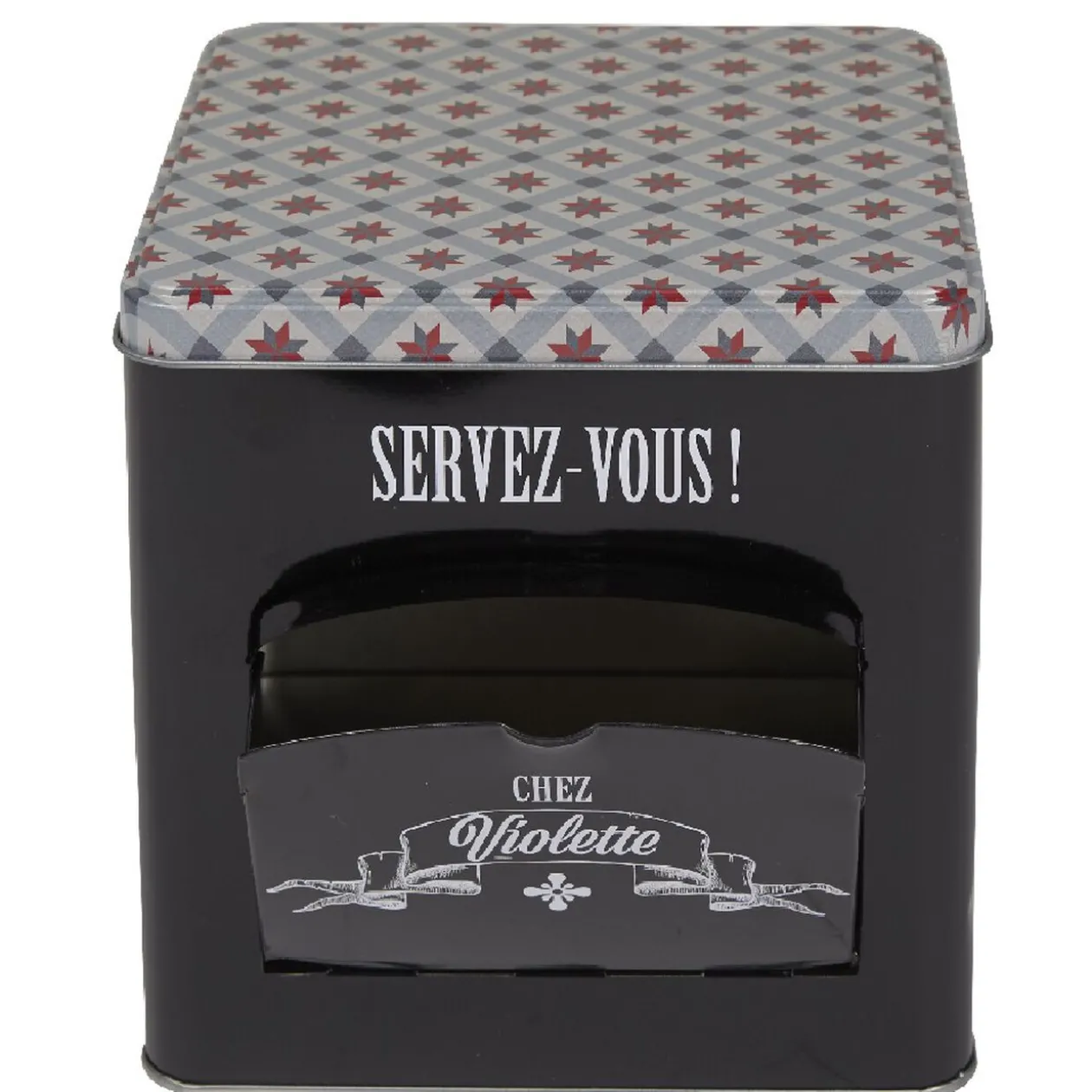Boîte à biscuits carrée design "Servez-vous - Chez Violette"