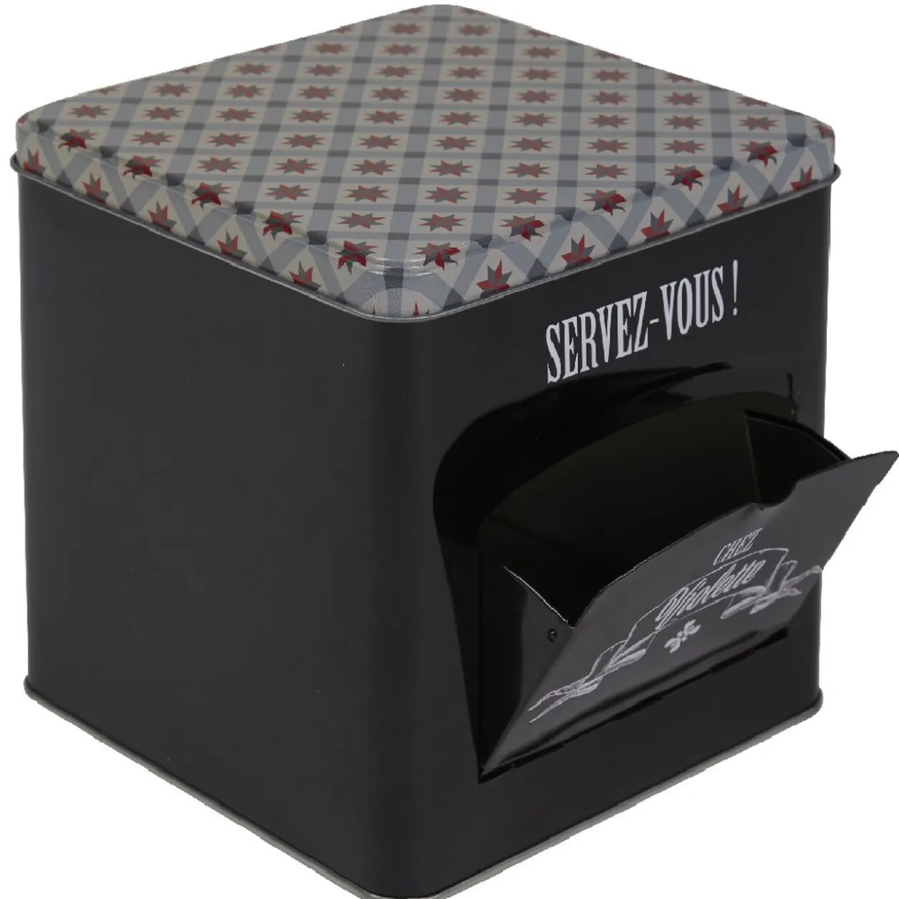 Boîte à biscuits carrée design "Servez-vous - Chez Violette"