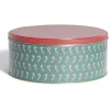Boîte à biscuits de Noël ronde en métal rouge et vert x3