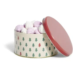 Boîte à biscuits de Noël ronde en métal rouge et vert x3
