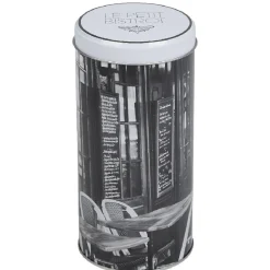 Boîte à café cylindrique design bistrot noir et blanc