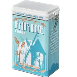 Boîte à farine en métal design vintage bleu