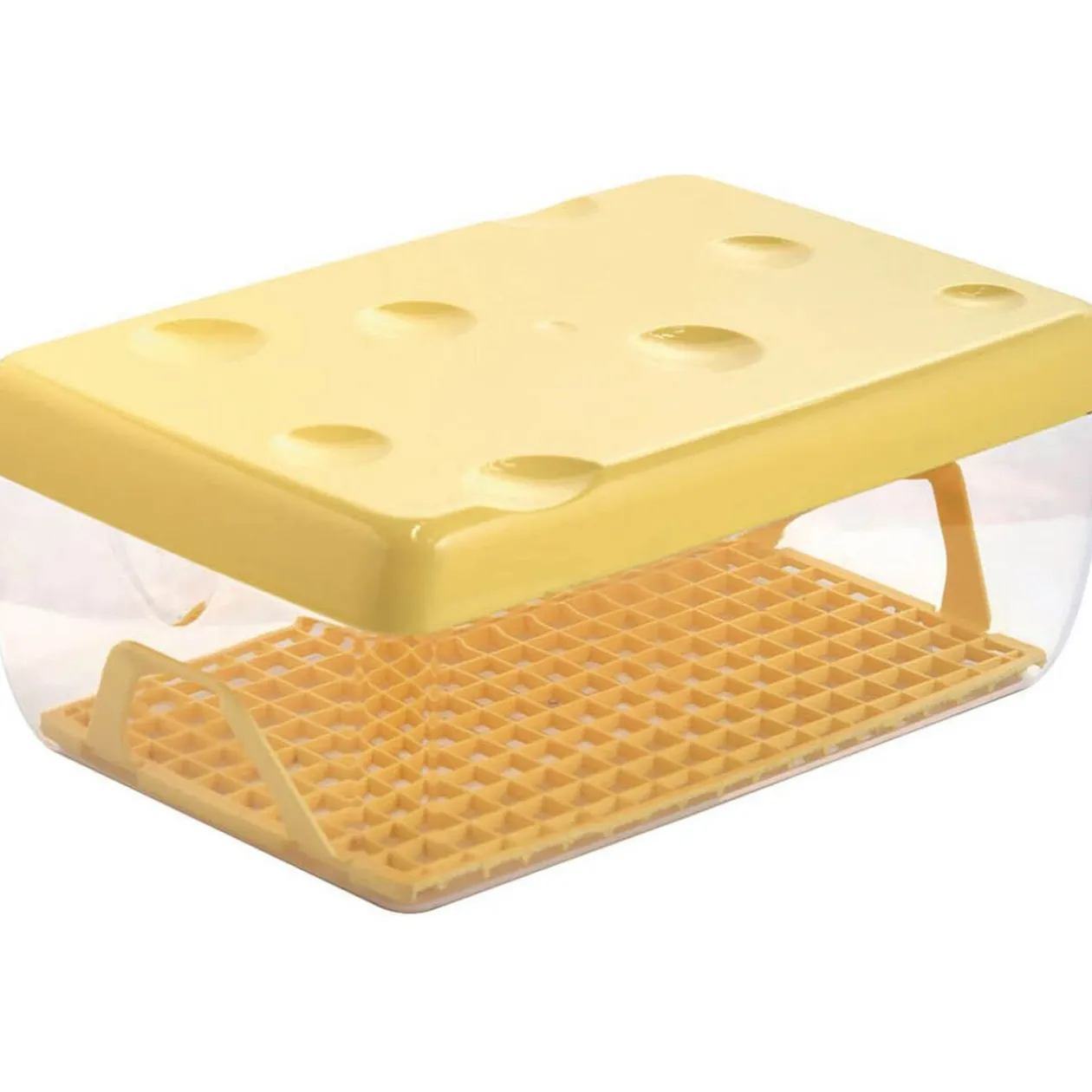 Boîte à fromage avec couvercle transparente et jaune 3 L