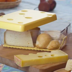 Boîte à fromage avec couvercle transparente et jaune 3 L