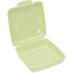 Boîte à goûter carrée plastique vert 15x14,5xH5cm