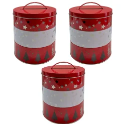 Boîte à gâteaux ronde métal imprimé Noël 3 niveaux