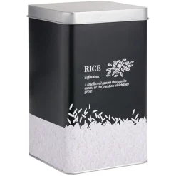 Boîte à riz en métal noir et gris design rice - 10,7x10,7xH.17,5cm