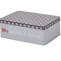 Boîte à sucre rectangulaire grise design carreaux de ciment