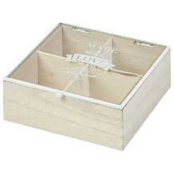 Boîte à thé 4 compartiments Made with love