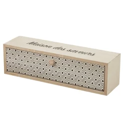 Boîte à thé bois design géométrique naturel et noir