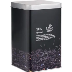 Boîte à thé en métal noir design Tea - 10,7x10,7xH.17,5cm