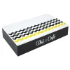 Boîte à thé et café zigzag noir blanc et jaune