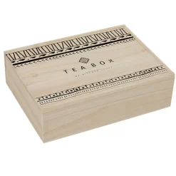 Boîte à thé noir naturel 8 casiers avec couvercle coulissant