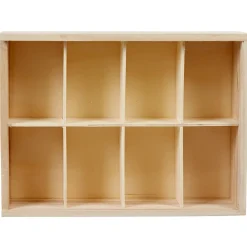 Boîte à thé noir naturel 8 casiers avec couvercle coulissant