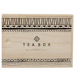 Boîte à thé noir naturel 8 casiers avec couvercle coulissant