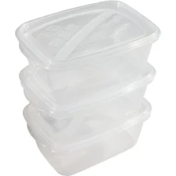 Boîte alimentaire 1,2 L transparente x3