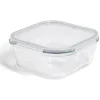 Boîte alimentaire carrée en verre avec couvercle étanche à clips 800ml