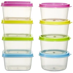 Boîte alimentaire couvercle multicolore 65 ml x8