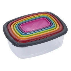 Boîte alimentaire en plastique avec couvercle coloré x7
