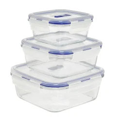 Boîte alimentaire en verre trempé transparent x3