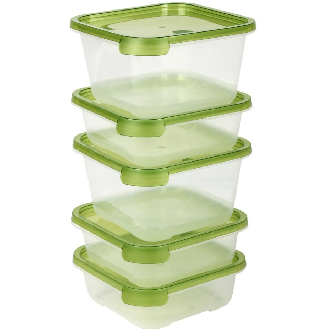 Boîte alimentaire transparente et verte x5