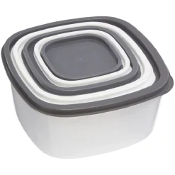 Boîte alimentaire transparente couvercle gris et blanc x5