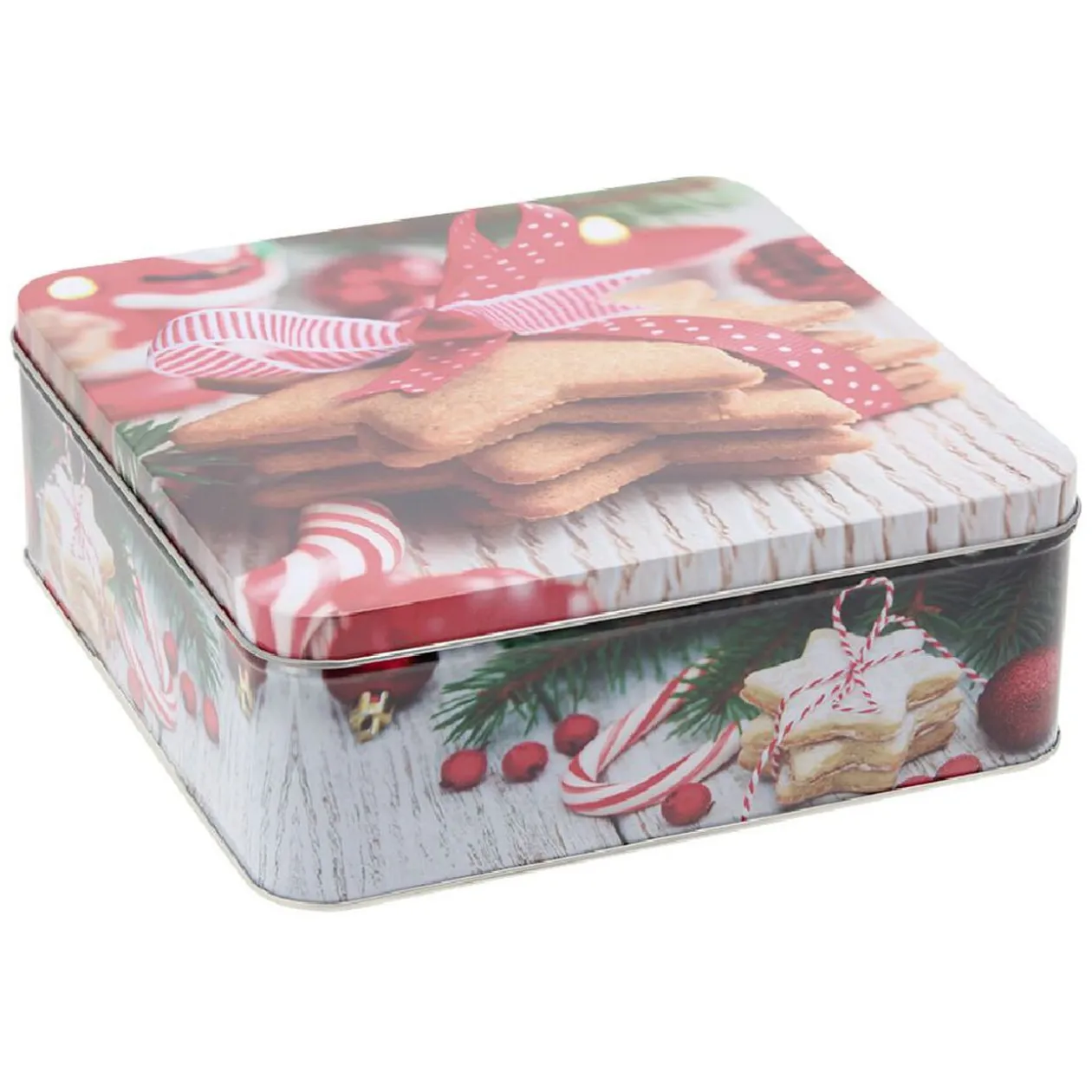 Boîte carrée en métal pour gâteaux de Noël