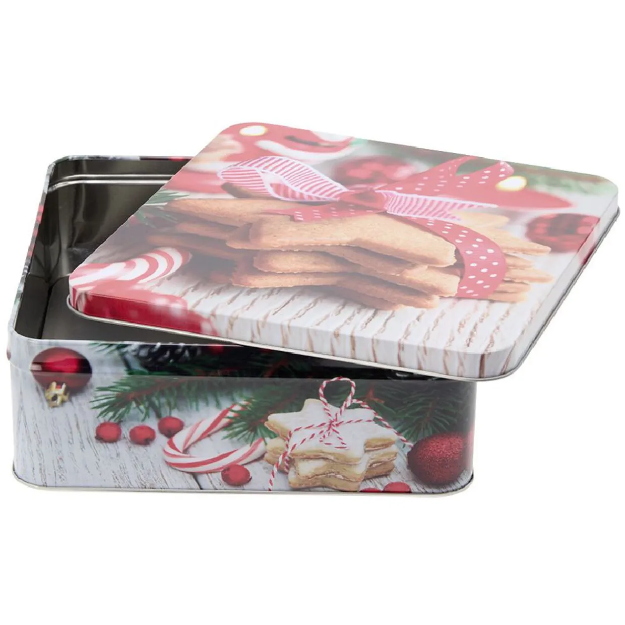 Boîte carrée en métal pour gâteaux de Noël