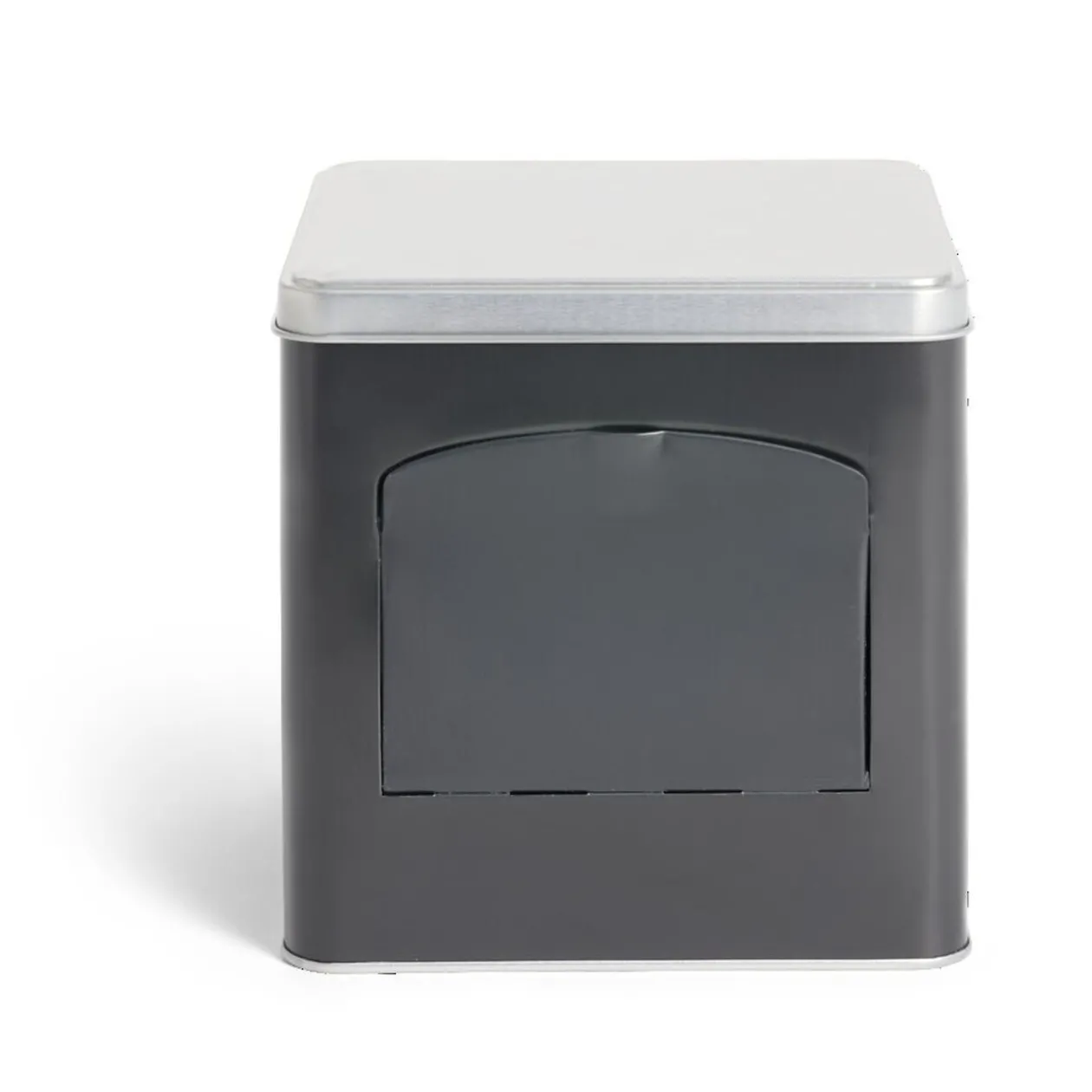 Boîte conservation avec ouverture métal noir et gris 14,5x14,5x14,5cm