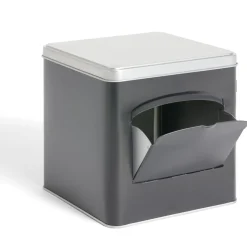 Boîte conservation avec ouverture métal noir et gris 14,5x14,5x14,5cm