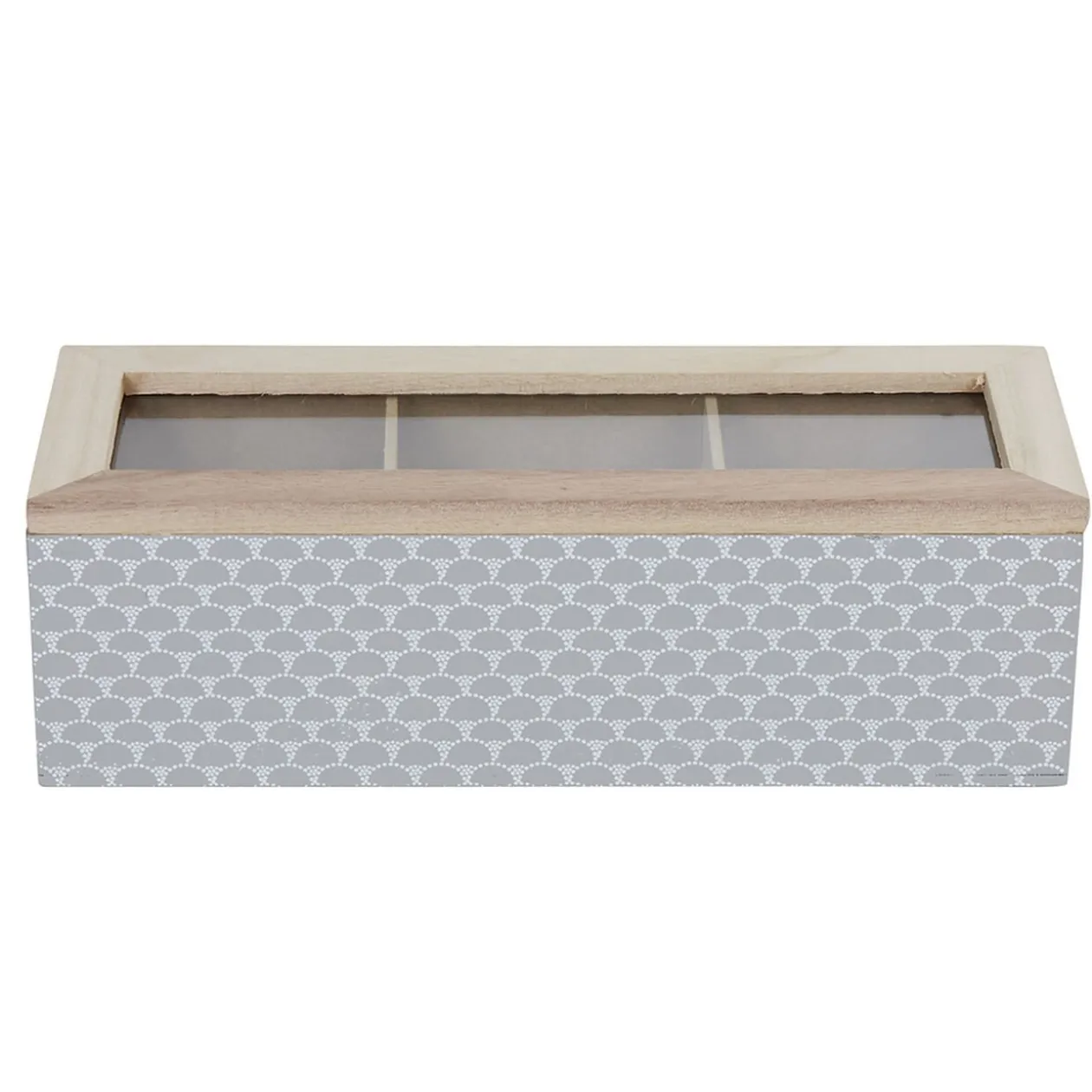 Boîte déco 3 compartiments à fenêtre gris blanc