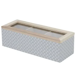 Boîte déco 3 compartiments à fenêtre gris blanc