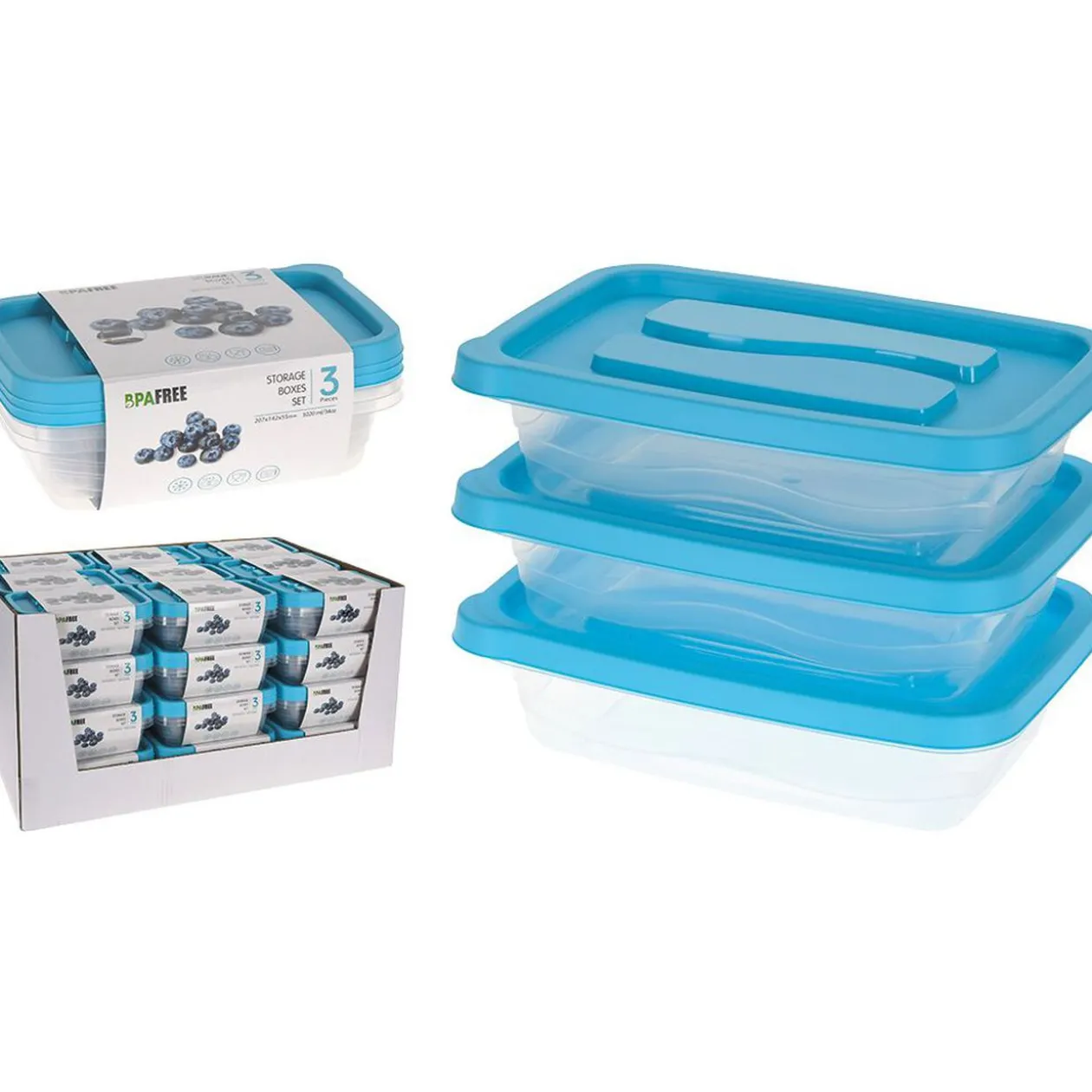 Boîte de conservation alimentaire avec couvercle x 3