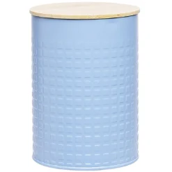 Boîte de conservation en métal avec couvercle en bambou