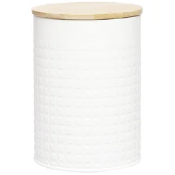 Boîte de conservation en métal avec couvercle en bambou