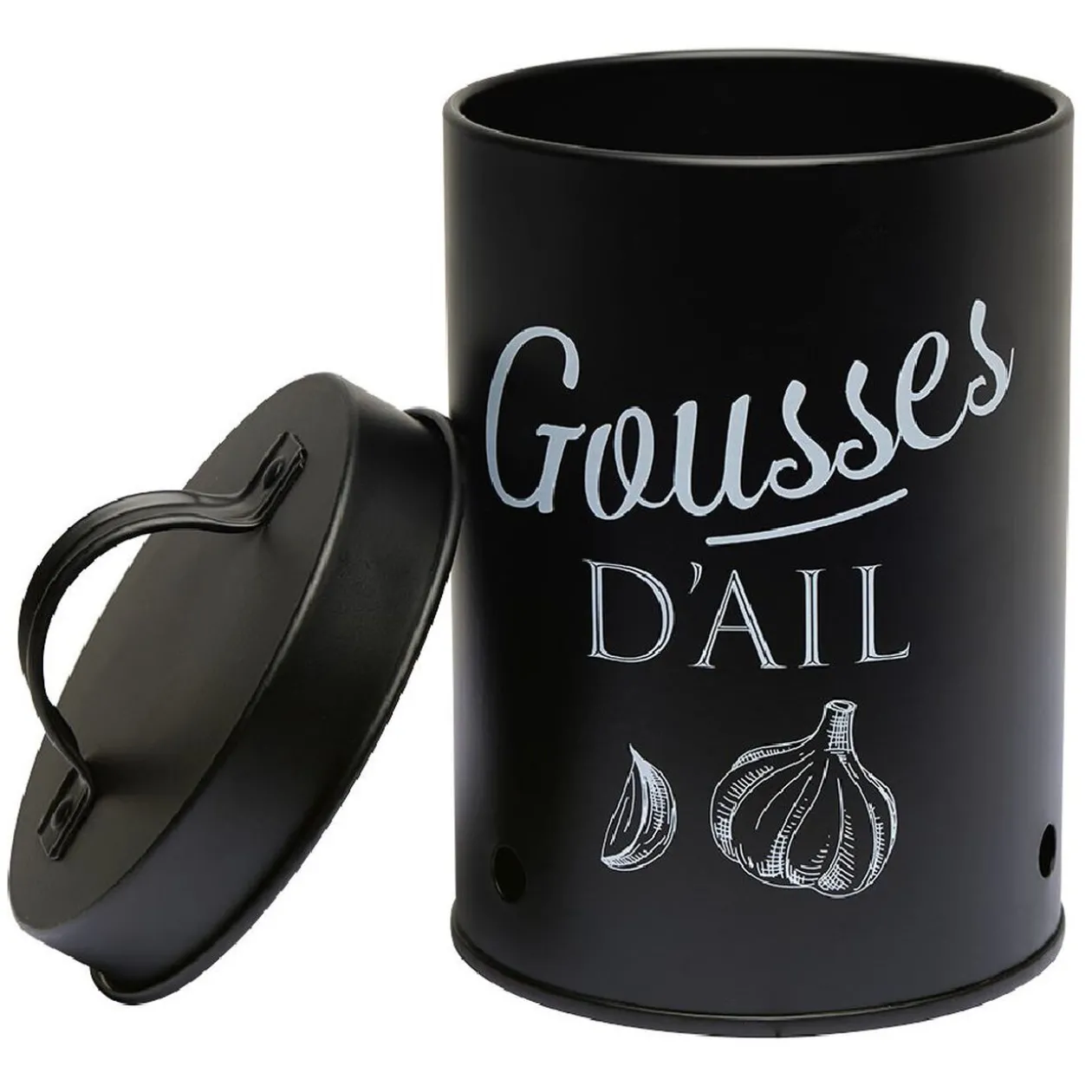 Boîte de conservation métal noir pour ail