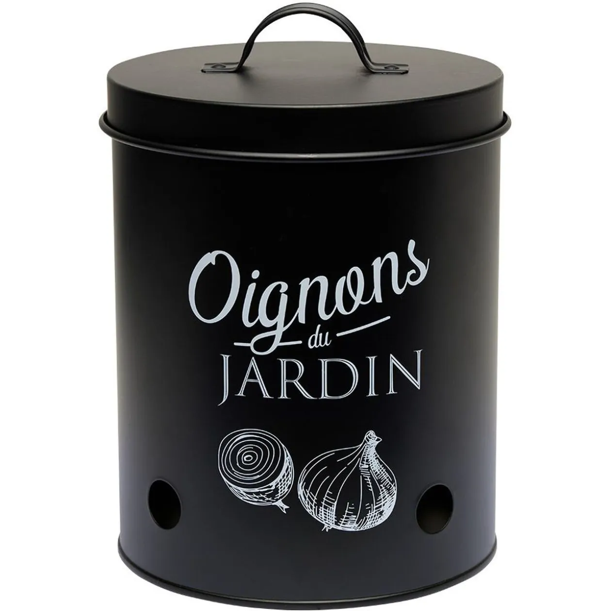 Boîte de conservation métal noir pour oignon