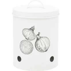 Boîte de conservation pour oignon en métal blanc