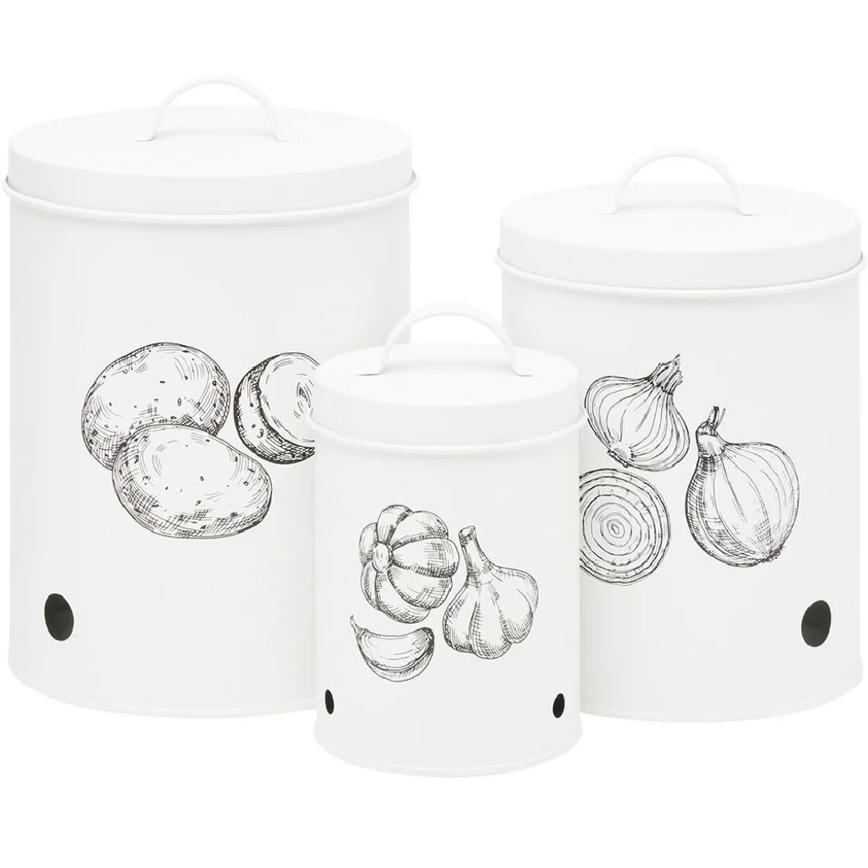 Boîte de conservation pour oignon en métal blanc